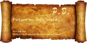 Petyerec Dévald névjegykártya